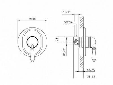 Наружная часть смес.д/д встраив. в стену, (без внутр. арт.4006), (цв. NS никель сатин, ручка ), Nicolazzi ZZ Nicolazzi P.M.Blanc 3406 NS 76
