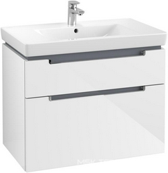 Тумба 787хh590х449мм, для раковины 7175 80/81, 2 выдвижн. отдел.,  крепеж в компл., ручки цв.хром глянец, (цв. DH Glossy White), Subway 2.0 ZZ