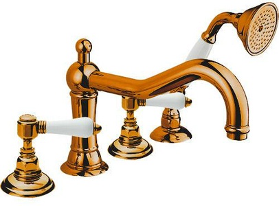 Смеситель для ванны, встраиваемый на 4 отв. (цв.бронза/ручки керамич.белые), Nicolazzi ZZ Nicolazzi P.M.Blanc 1449 BZ 78