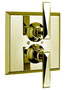 Наружная часть встр.в стену термостата д/душа 3/4, с запорным вентилем, (БЕЗ встраив.части арт.4910), (цв. золото),  ZZ Nicolazzi Vincent 4909 GO 28-28