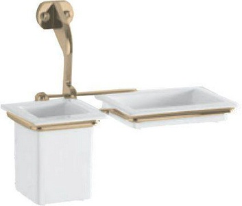 Стакан и мыльница на настенном держателе, (цв.бронза),  ZZ Kerasan Waldorf 7411 93