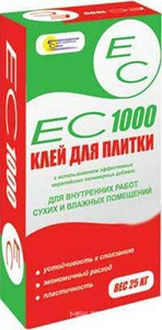 Клей д/плитки ЕС 1000, 25кгZZ ( под заказ кратно поддонам) Екатеринодарские смеси EC 1000 ЕС1000/25
