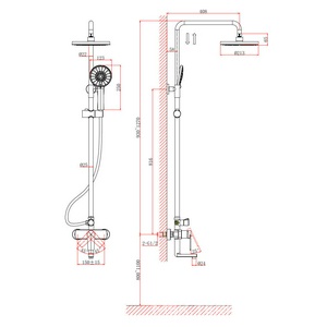 Душевая стойка для ванны/душа, поворотный излив, верхний душ + ручной душ, цв.черный D&K Bayern.Furth DA1523705B18