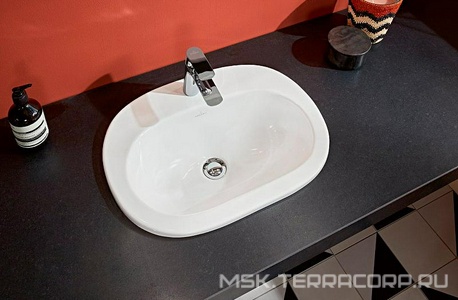 Раковина 560х405мм, с 1 отв.д/смесит., встраиваемая в столешницу сверху, (цв. 01 белый),  Villeroy & Boch O.Novo 41615601