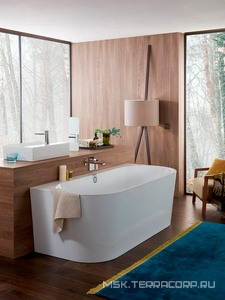 Ванна с задней стенкой (пристенная с П-образн.панелью),1800х800хh460/620мм,(кварил цв.01 белый),слив-перел.Push Open цв.хром+белый в комп,Oberon2.0ZZ Villeroy & Boch Oberon 2.0 UBQ180OBR9CD00V-01