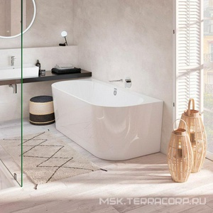 Ванна с задней стенкой (пристенная с П-образн.панелью),1800х800хh460/620мм,(кварил цв.01 белый),слив-перел.Push Open цв.хром+белый в комп,Oberon2.0ZZ Villeroy & Boch Oberon 2.0 UBQ180OBR9CD00V-01