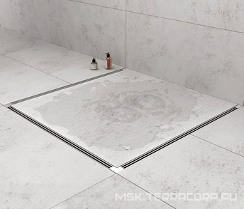 Душевой желоб SUPER Slim 1000, корпус из нержавейки, поворотный сифон в комплекте, цв.хром матовый, ZZ Berges Super slim 090055