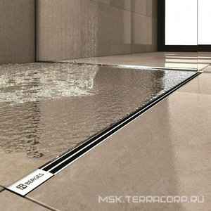 Душевой желоб SUPER Slim 1000, корпус из нержавейки, поворотный сифон в комплекте, цв.хром матовый, ZZ Berges Super slim 090055