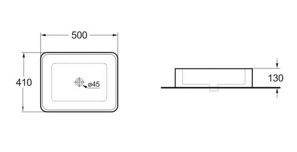 Раковина накладная 500х410х130 мм, без отверстия для смесителя, без перелива, (цв черный матовый), Vincea ZZ Vincea Раковины VBS-105MB