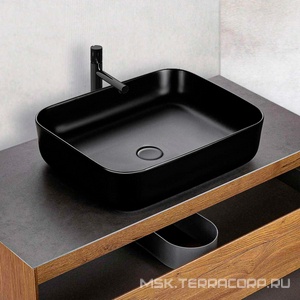 Раковина накладная 500х410х130 мм, без отверстия для смесителя, без перелива, (цв черный матовый), Vincea ZZ Vincea Раковины VBS-105MB