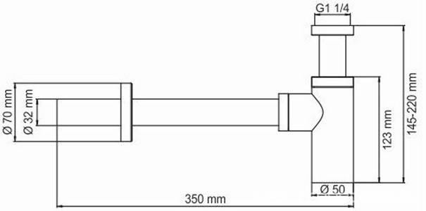 Сифон для раковины, БЕЗ Донного клапана, цв.никель ZZ Wasserkraft Abens A093