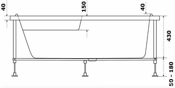Сборный каркас к ванне Микона 1700х1100 разборный, ZZ Azario Универсал МИК0002
