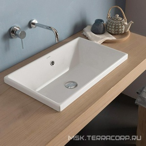 Раковина встраиваемая в столешницу сверху, прямоугольная 550х340хh170мм, без отв.д/смесит., с переливом,  ZZ Globo Stockholm FO056.BI