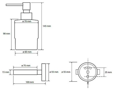 Дозатор для жидкого мыла, настенный, (цв. черный матовый/стело мат.),  ZZ Bemeta Dark 104109100