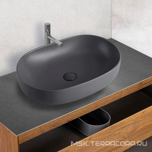 Раковина накладная 600х400хh135мм, без отверстия для смесителя, без перелива, (цв.антрацит матовый), Vincea ZZ Vincea Раковины VBS-113MA