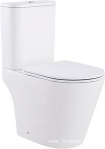 Унитаз напольный с бачком, безободковый, круговой смыв торнадо, цвет белый, с крышкой-сиденьем микролифт Aqua Nero Areta AN-001S