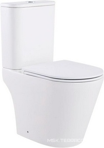 Унитаз напольный с бачком, безободковый, круговой смыв торнадо, цвет белый, с крышкой-сиденьем микролифт Aqua Nero Areta AN-001S