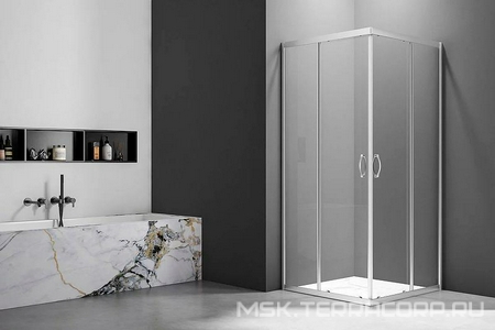 Душевое ограждение 90*90*190, раздвижные дверцы, профиль хром, без поддона Veconi RV RV101-90-01-C4 (RV101-90-01-C5)