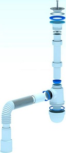 Сифон на умывальник 1/1*4, слив решетка , с гофрой ( выход d-50) Ани Пласт Комплектующие C1015