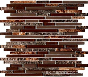 Мозаика Мастера Керамики Glass 730 из мрамора и стекла (чипы 10x48/98/148) 28,6х30
