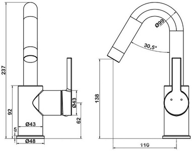 Смеситель для раковины, высокий, без д/к, (цв.золото),  ZZ Swedbe Select 2712GO