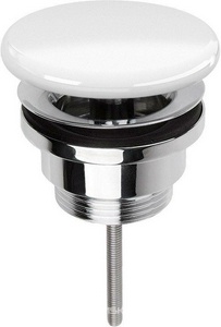 Донный клапан для раковины, универсальный, нажимной, (крышка керамика цв. белый), Simas ZZ Simas Универсал PLCE