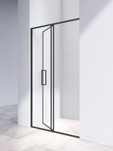 Дверь для душа, в нишу 1200хh1950мм, распашная, 1 дверь, 1 неподв.секция, правая/левая, (стекло прозр.8мм Easy Clean, фурн.цв.черный мат.), ZZ Vincea Slim 8mm VDP-4SL120CLB