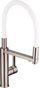 Смеситель для кухонной мойки, гибкий излив,с каналом для подключения фильтра, (цв.белый/хром),  ZZ Swedbe Selene Plus 8641