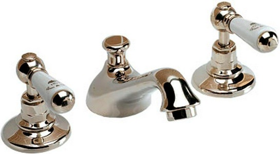 Смеситель для раковины на 3 отв., c д/к, (цв.латунь, ручки цв.белый),  ZZ Devon & Devon Dandy MARF46