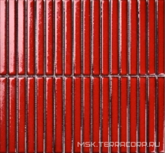 Мозаика Porcelain Mosaic Strip Mosaic 1.5х14.5 Y15FW36 Красный матовый 29.4х31.3