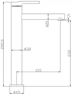 Смеситель для раковины, Высокий, без д/к, (нерж.сталь, цв.сатин),  ZZ BelBagno Etna ETN-LMC-IN