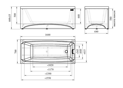 Фронтальная панель с креплением  160х70, ZZ Vannesa Веста 2-21-0-0-0-242