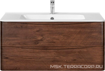 База под раковину подвесная, 2 выкатных ящика, 995x466xh500мм, без раковины, (цв.R.Wood),  ZZ Vincea Paola VMC-2P100RW