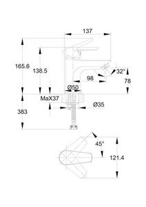 Смеситель для раковины, БЕЗ донного клапана, цв. хром Cersanit VERO 63060