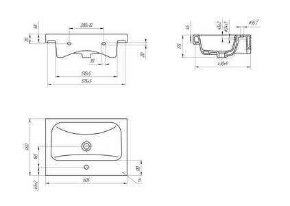 Раковина мебельня/подвесная MODUO 60, цв. белый, ZZ Cersanit Moduo S-UM-MOD60/1 (S-UM-MOD60/1)