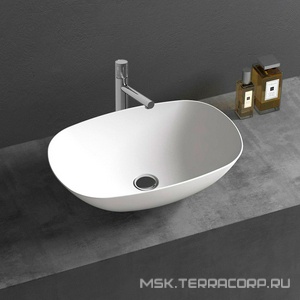 Раковина накладная 540х360х150мм, без отверстия для смесителя, без перелива, (иск.камень Solid Surface цв.белый мат), Vincea ZZ Vincea Раковины VBS-6T12MW