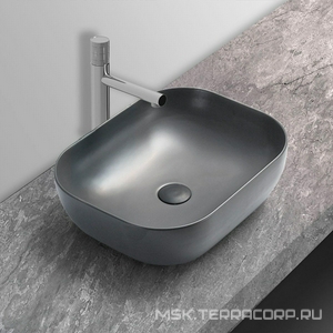 Раковина накладная 500х400х140мм, без отверстия для смесителя, без перелива, (цв.серый матовый), Vincea ZZ Vincea Раковины VBS-101MG