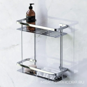 Полка для душа  прямая двухъярусная (нержав.сталь), ZZ AMPM Sense A7453200