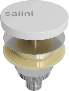 Донный клапан для ванны, "Click-Clack", (крышка литой камень S-Stone, матовый белый), Salini D 402 ZZ Salini Универсал 15231WM