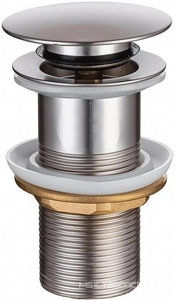 Донный клапан для сливного отверстия раковин без перелива, нажимной Clic-Clac, G 1 1/4, (металл цв.браш.никель),  Allen Brau Priority 5.31024-BN