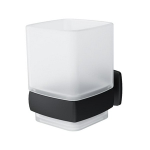 Стаканчик стеклянный, настенный, , цв. черный матовый, ZZ AMPM Gem A9034322