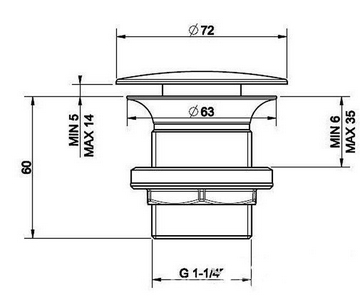 Донный клапан свободного слива 1 1/4, без перелива, дла раковин, (цв. хром шлифованный), Gessi ZZ Gessi Goccia 01376 147
