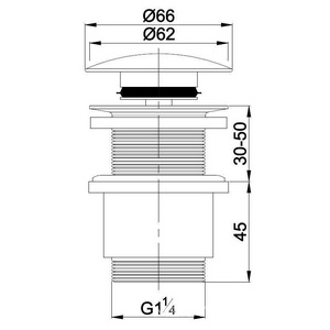 Донный клапан для сливного отверстия раковин без перелива, нажимной Clic-Clac, G 1 1/4, (металл, крышка цв.хром), Cezares ZZ Cezares Универсал CZR-SC-01