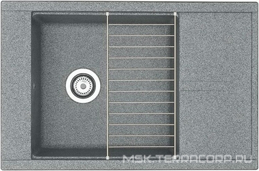 Мойка кухонная  Делия 78, 78,7x51,6x21,8 см, чаша 45х45 см, сифон в кмпл, цв серый, ZZ