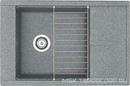 Мойка кухонная   78, 78,7x51,6x21,8 см, чаша 45х45 см, сифон в кмпл, цв серый, ZZ Aquaton Делия 1A715132DE230