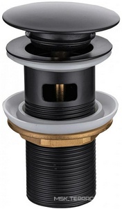 Донный клапан для сливного отверстия раковин с переливом, нажимной Clic-Clac, G 1 1/4, (металл цв. черный матовый),  ZZ Allen Brau Priority 5.31023-31