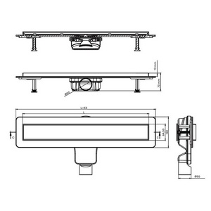 Душевой желоб 60 см, с металлич. обрамл. бортика, поворотный сифон d-50 мм, комбинированный затвор, решетка под плитку нерж.сталь, цв. черный мат, ZZ Berges Optim Line Plus 095506