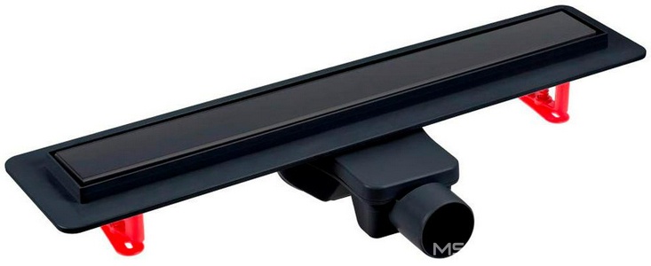 Душевой желоб 60 см, с металлич. обрамл. бортика, поворотный сифон d-50 мм, комбинированный затвор, решетка под плитку нерж.сталь, цв. черный мат, ZZ Berges Optim Line Plus 095506