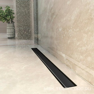 Душевой желоб 60 см, с металлич. обрамл. бортика, поворотный сифон d-50 мм, комбинированный затвор, решетка под плитку нерж.сталь, цв. черный мат, ZZ Berges Optim Line Plus 095506