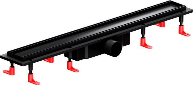 Душевой желоб 70 см, комбинированный затвор, решетка под плитку из нерж.стали, цв.черный ZZ AMPM Универсал W02SC-U11-070-04BM